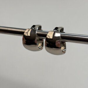 Vintage Wide Silver Toned Huggie Clip ons